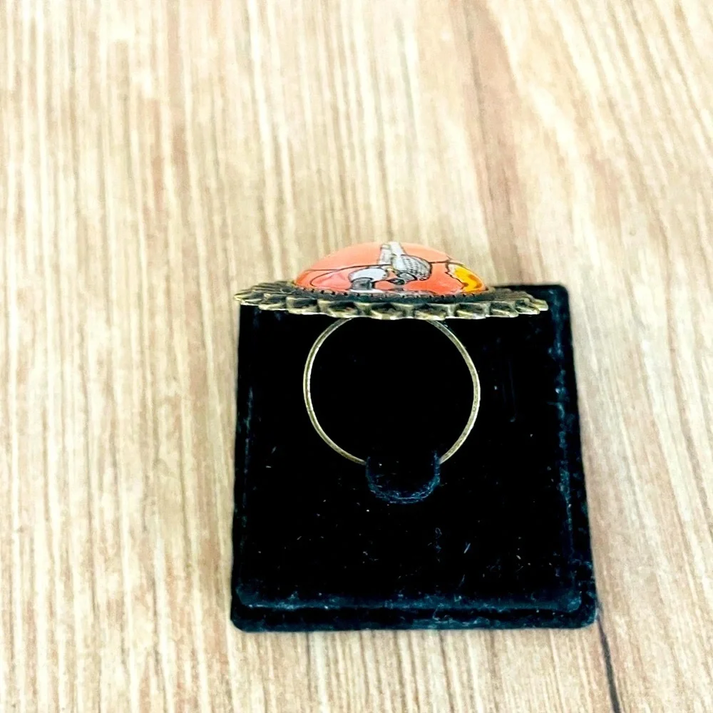 Retro Bird Print Victorian Style Adjustable Ring, Handmade, NWW - Picture 3 of 4